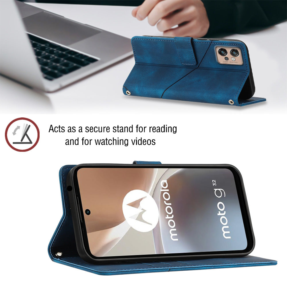 PT005 YB Imprinting Series-6 For Motorola Moto G32 4G Wallet Stand PU Leather Cover Skin Touch Phone Case PT005 YB Imprinting Series-6 For Motorola Moto G32 4G Wallet Stand PU Leather Cover Skin Touch Phone Case